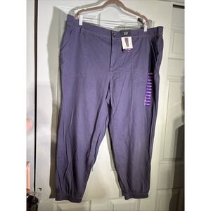 NWT GAP Twill Jogger Womens Size 2X Blue Mid Rise Fly Front Elastic Back NWT